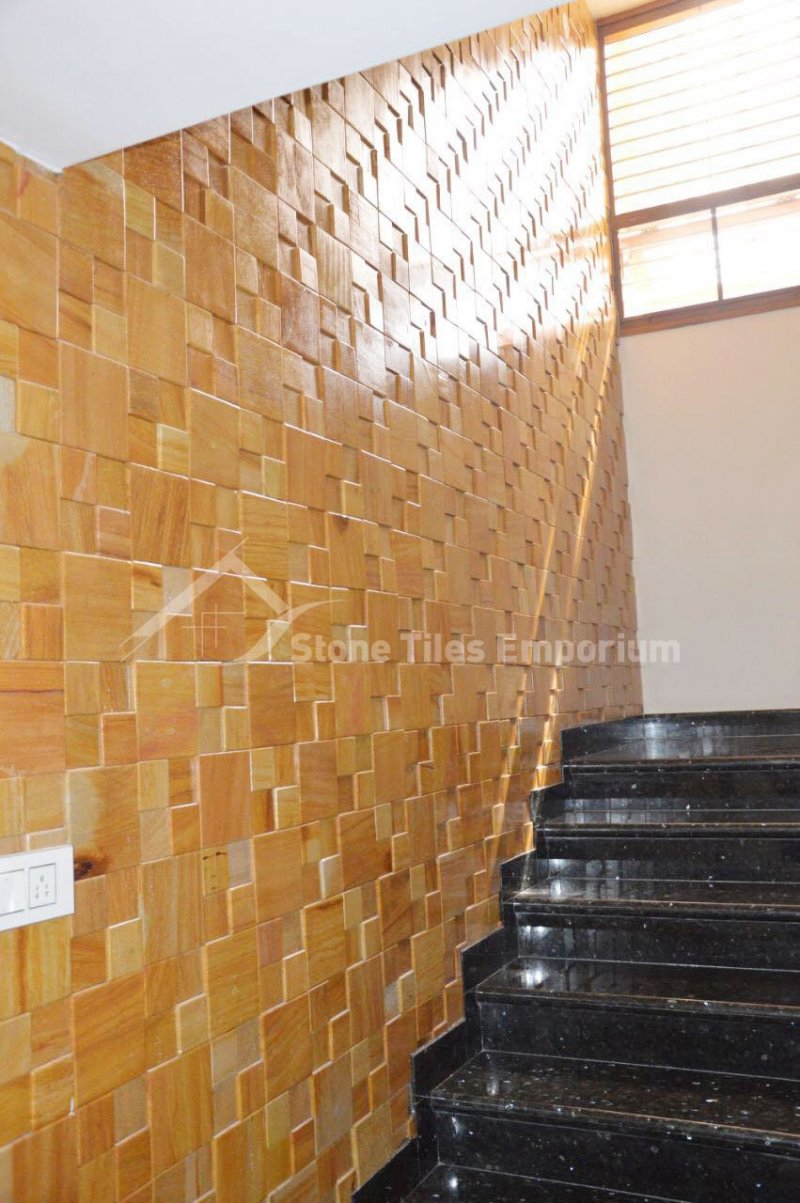 Teakwood Staircase side Wall Designs Tiles - Stone Tiles Emporium