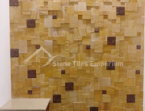 Teakwood Stone Cladding With Metal Design